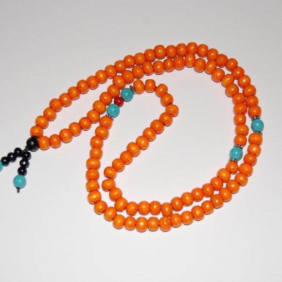 Wood Bracelet,Wood Necklace,108 Pray Beads,Necklace or Bracelet,Buddhist,Peace - Picture 2 of 2